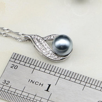 Blue Grey White Pink Pearl AAA+ Cubic Zirconia 925 Silver Jewelry Set - The Jewellery Supermarket